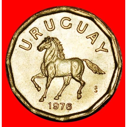 Ⰶ CHILE (1976-1981): URUGUAY★ 10 CENTESIMOS 1976 HORSE! UNC★LOW START★NO RESERVE