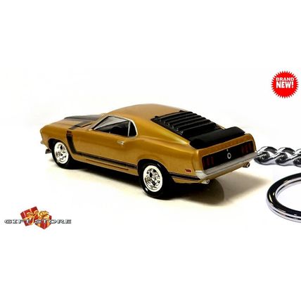 RARE KEYCHAIN 70 GOLD FORD MUSTANG BOSS 302 CUSTOM Ltd Ed.❤️GREAT GIFT❤️
