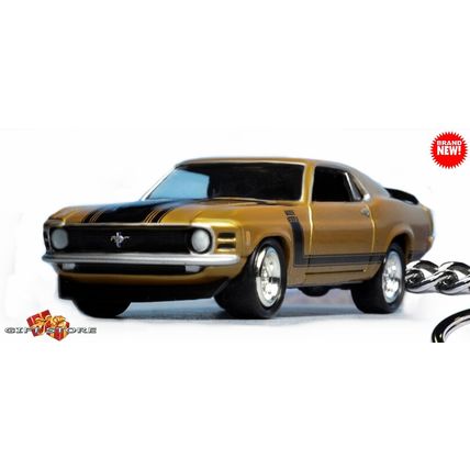 RARE KEYCHAIN 70 GOLD FORD MUSTANG BOSS 302 CUSTOM Ltd Ed.❤️GREAT GIFT❤️