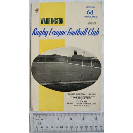 1966 programme Warrington v. Oldham