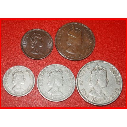 Ⰶ GREAT BRITAIN:CYPRUS★3-5-25-50-100 MILS 1955 COMPLETE SET★LOW START★NO RESERVE