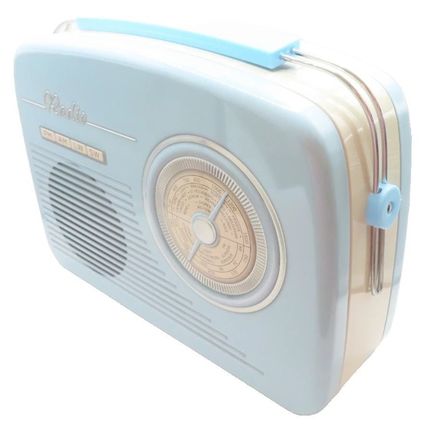 Blue Radio Shaped Tin with 200 Grams Shortbread Biscuits 18.5 CM Food Gift