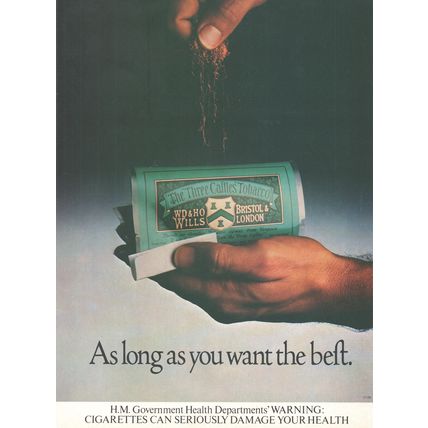 THE THREE CASTLES CIGARETTE hand rolling tobacco :- Original Vintage 1982 Advert