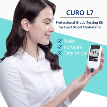 CURO-L7 Professional Grade Blood Cholesterol Testing with Home KIT - All-In-One