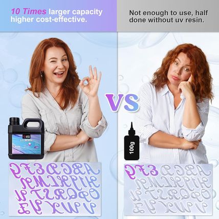LET'S RESIN UV Resin, Upgraded 1,000G Crystal Clear UV Resin Hard, Low Odor Ultr
