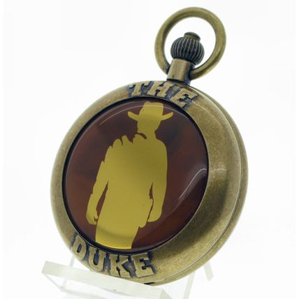Pocket Watch JOHN WAYNE The Duke Memorial Men Gift Set Brass Chain Pouch Box C71