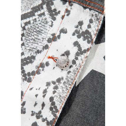 Black Star Snakeskin Printed Patchwork Denim Jacket