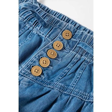 Dusk Blue Mineral Wash Button Fly Waist Wide Leg Jeans