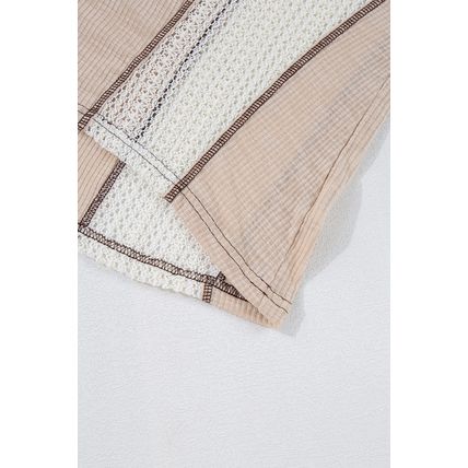 Parchment Crochet Detail Exposed Seam High Low Loose Top