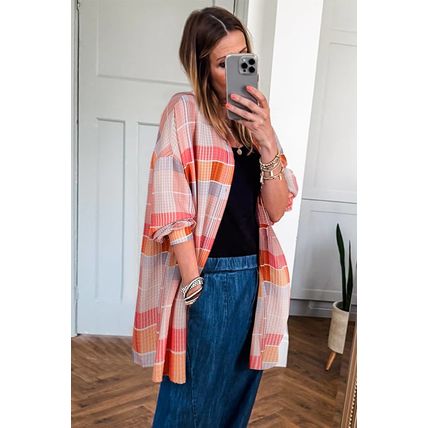 Pink Oversized Check Tunic Shirt