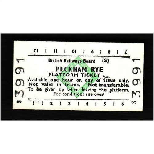 Railway Platform Ticket PECKHAM RYE BRB(S) Green Diamond Edmondson