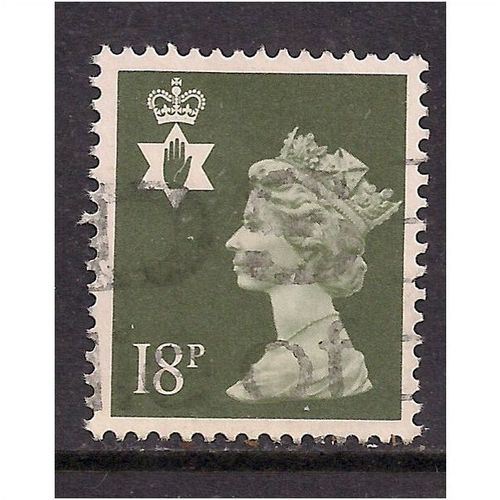 Northern Ireland GB 1987 18p DEEP OLIVE GREY USED MACHIN SG N146.(K100 )