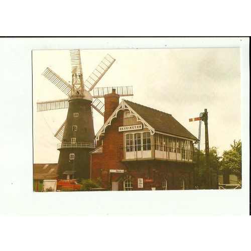 Lincolnshire HECKINGTON Windmill & Signal Box Postcard by Noel Tatt