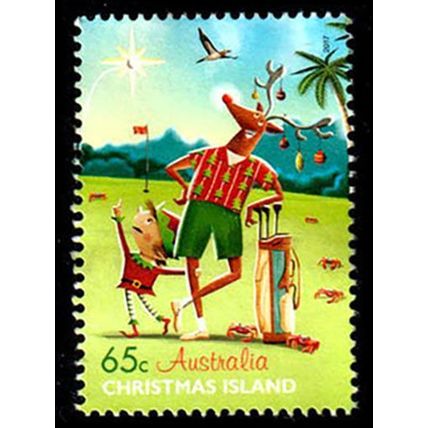 2017 Christmas Christmas Golf 65c Used Stamp.