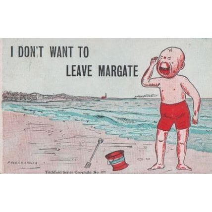Margate Boy Crying I Dont Want To Leave Beach Farewell Antique Comic Postcard