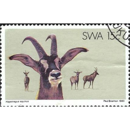 SOUTH WEST AFRICA, MAMMAL, Roan Antelope , grey 1980, 15c