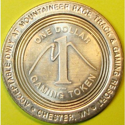 Mountaineer Race Track. $1 Casino Token. Chester, WV. R08.