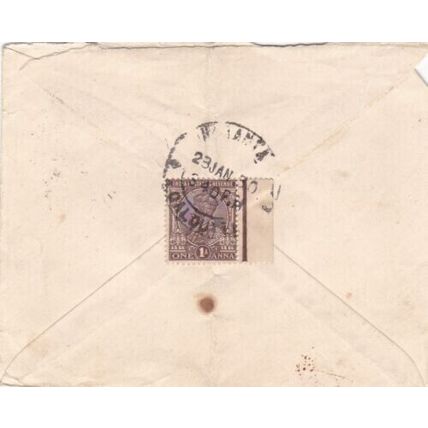 India 1930 Calcutta to Great Yarmouth UK cover Calcutta cancel written