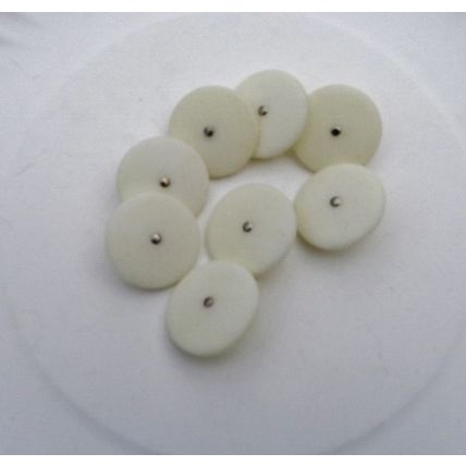 8 Ivory Silver Pin Shank Buttons 25mm Round 025
