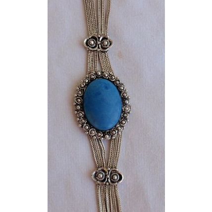 Oriental blue agate necklace