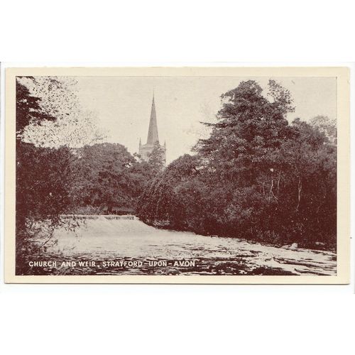Church and Weir Stratford-upon-Avon Unique Series Postcard