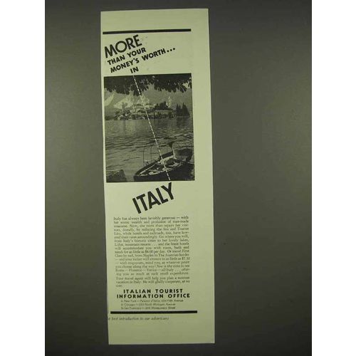 1937 Italy Tourism Ad - More Than Your Money's Worth