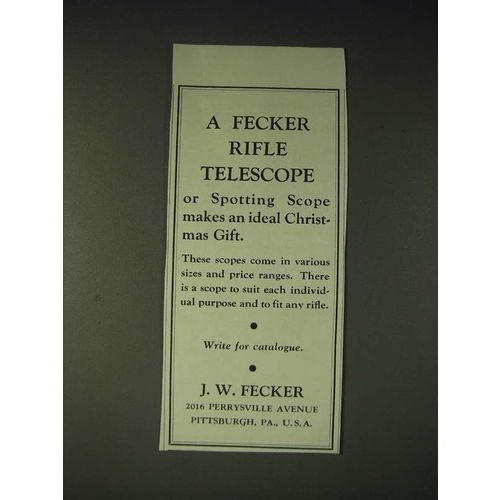 1937 j.W. Fecker Scopes Ad - An Ideal Christmas Gift