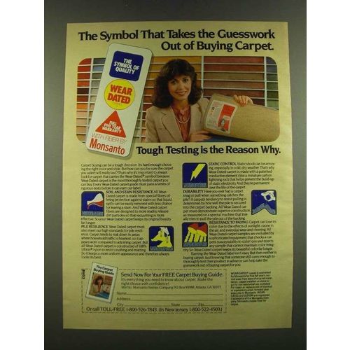 1983 Monsanto Wear Dated Carpet Ad - The symbol that takes the guesswork out