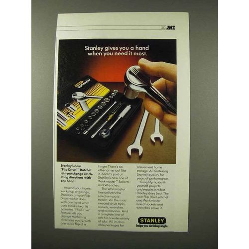 1983 Stanley Flip Drive Ratchet Ad - Gives You A Hand