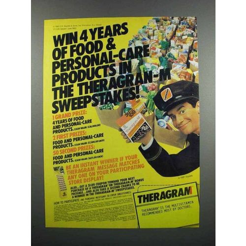 1983 Squibb Theragran-M Ad - Win 4 Years of Food