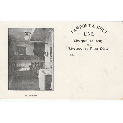 Lamport & Holt Line Liverpool To Brazil Shipping Postcard (S12363) Undivided Bac