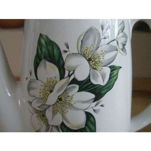 Sylvac Ware Small Floral Coffee Pot - White Rose Design