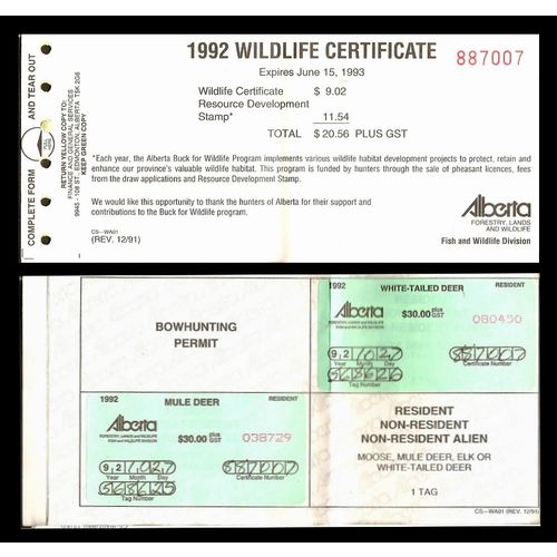 Canada Alberta Hunting Licence Revenue 1992 USED BOOK