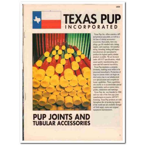 Texas Pup Inc 1993 Vintage Catalog Oilfield Joints Tubular Accessories