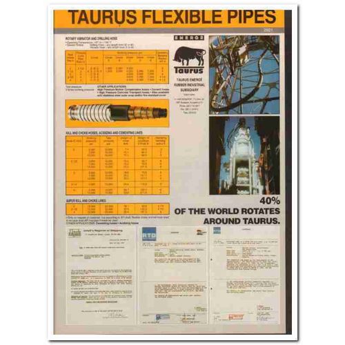 Taurus Emerge Rubber Industrial 1993 Vintage Catalog Oil Flexible Pipe