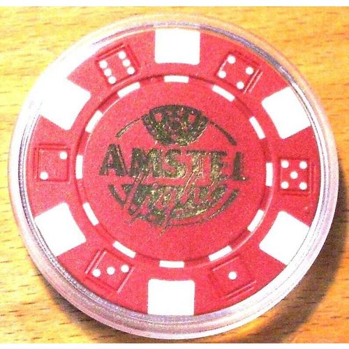 Amstel Lite Beer Poker Chip Golf Ball Marker - Red