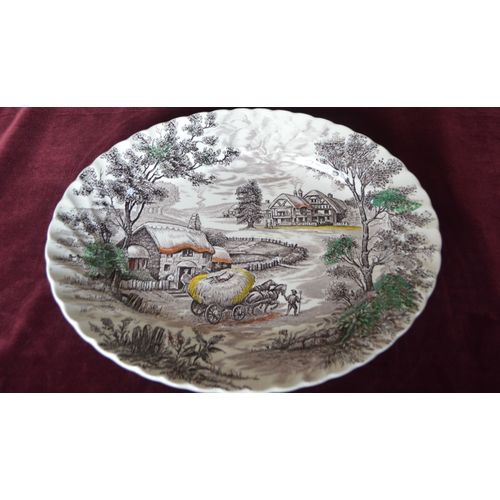Yorkshire Ironstone Large Platter - Country Farm Scene.