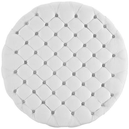 Black / White Cocktail Coffee Table Ottoman Upholstered Button Tufted Vinyl