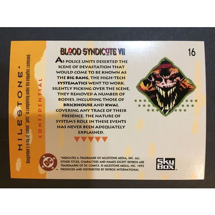 Milestone: The Dakota Universe trading card #16 (Blood Syndicate VII)