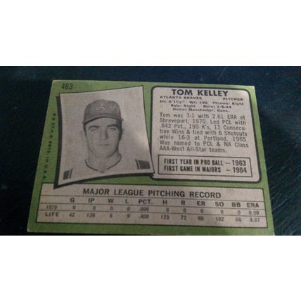 1971 Topps Card # 463 Tom Kelley Very Good (3) Atlanta Braves