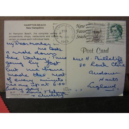HAMPTON BEACH, NEW HAMPSHIRE, USA used postcard 1983 pm =