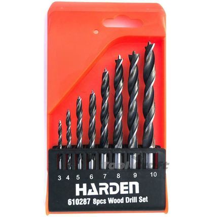 HARDEN wood drill bits set 8 pcs sizes 3-10 mm round shank (HAR 610287)
