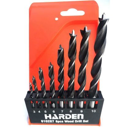 HARDEN wood drill bits set 8 pcs sizes 3-10 mm round shank (HAR 610287)