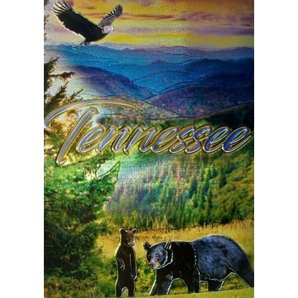 Tennessee Mountains with Black Bear and Eagle Foil Fridge Magnet