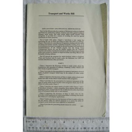 1991 Transport and Works Bill - rail, trams, trolley vehicles. inland waterways