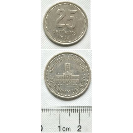 1994 Argentina 25 centavos coin