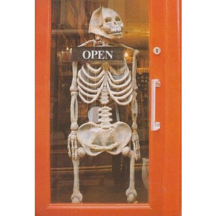 Laughing Skeleton Hanging London Shop Sign Covent Garden Postcard