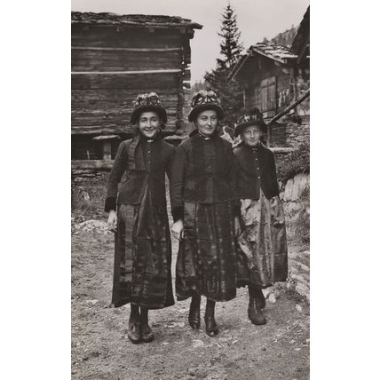 Lotschental Tracht Switzerland Real Photo Fashion Vintage Postcard