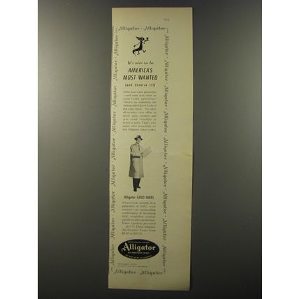 1953 Alligator Gold Label Coat Ad - It's nice to be America's most wanted