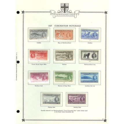 1937 Newfoundland Canada 11x Stamps Coronation Pictorials Page MNH/MPH
